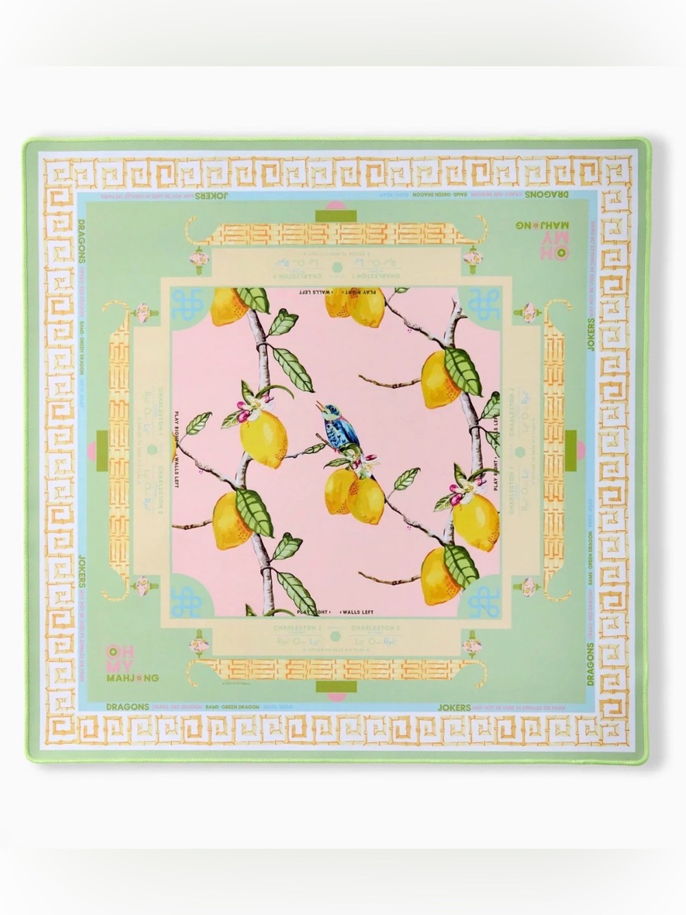 🍋 OH MY MAHJONG authentic Citrus Songbird mat NWT in tube 🀄️ RARE